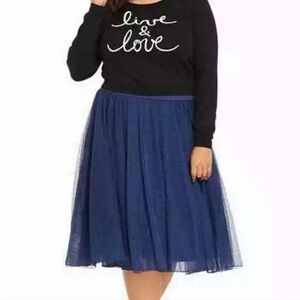 Pleated Mesh Midi Skirt